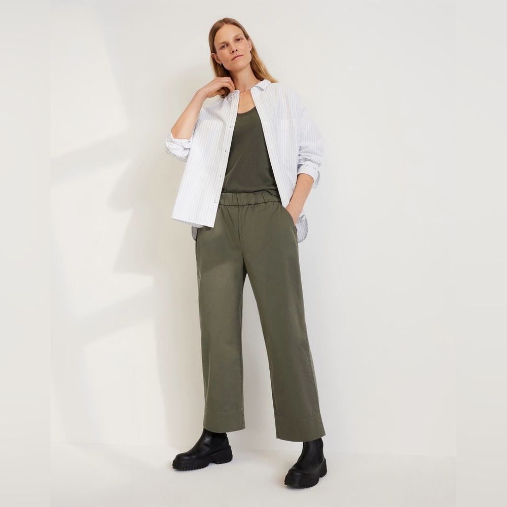 Everlane Olive Green Wide-Leg Pull On Pants